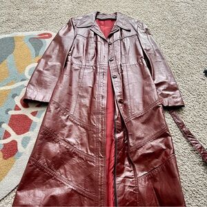 Women's Burgundy Leather Coat
